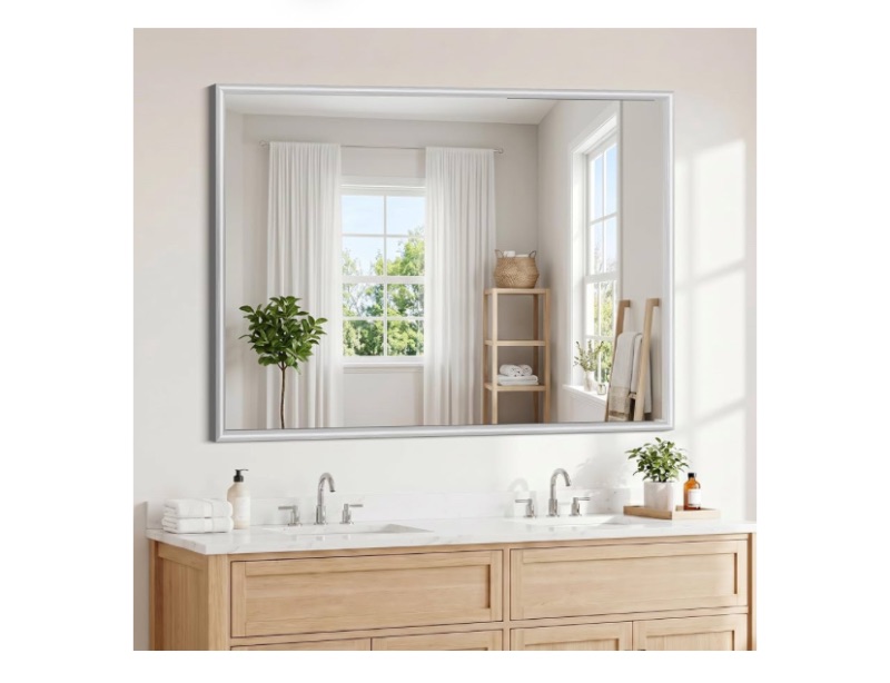 Photo 1 of FORBATH Bathroom Mirror for Over Sink, 36x48 Inch Silver Wall Mirror
Raised Aluminum Frame, HD Tempered Glass, Rectangle Large Mirror for Bedroom, Living Room, Entryway, Horizontal & Vertical