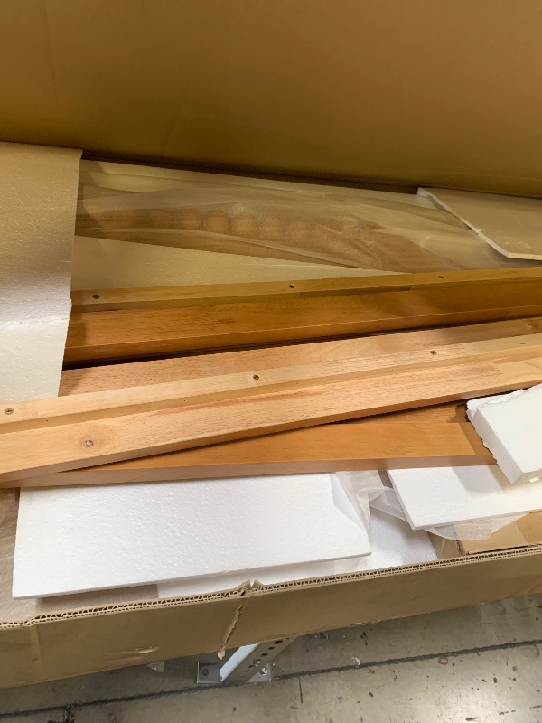 Photo 1 of Baxton Lucera Bobbin Spindle Twin To King Expandable Daybed in Oak Brown Wood