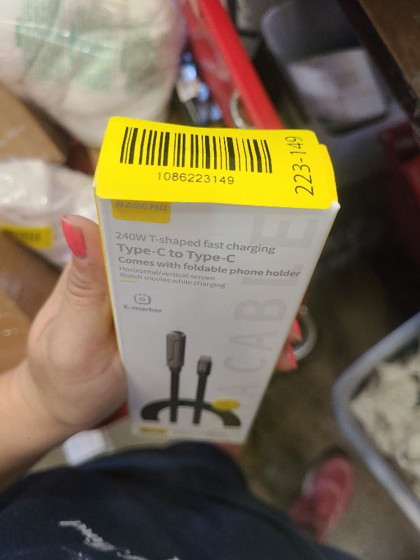Photo 1 of 240W USB C to USB C Fast Cable with Invisible Phone Stand, 90° Flat Cord
