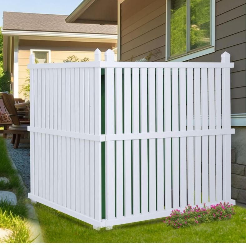 View 1 of (321)
36"W X 45"H Outdoor Privacy Screen, Vinyl Air Conditioner Fence with Metal Stake, No Dig Trash Can Enclosure for Outside- 2 PVC Panels, White, Vertical, X-SPVC-4536

