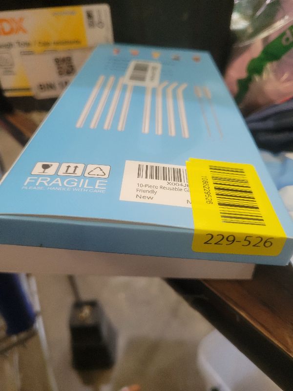 Photo 1 of 10-Piece Reusable Glass Drinking Straws - 10" x 10 mm - Smoothie Straws for Milkshakes, Frozen Drinks, Smoothies, Bubble Tea - Environmentally Friendly