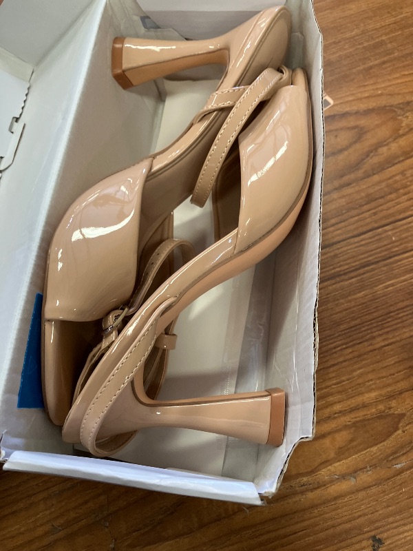 Photo 1 of  Susanny High Heels for Women Pointed Open Toe Strappy Chunky Block Heels Ankle Strap Stiletto Kitten Heeled Sandals Wedding Bridal Party Prom Sexy Dress Shoes size 9 