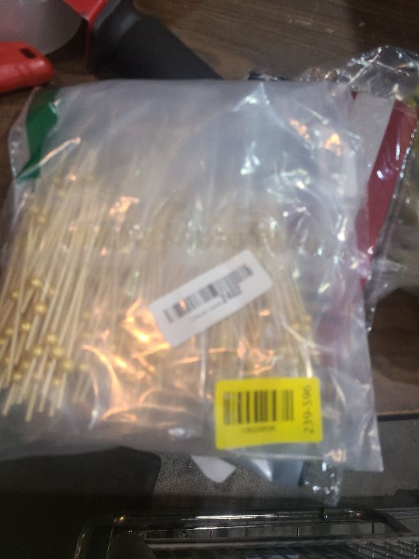 Photo 1 of 200 Pcs Cocktail Picks, 4.7 Inch Toothpicks for Appetizers, Bamboo Cocktail Sticks Skewers for Drinks, Desserts, Charcuterie, Wedding Party Fancy Toothpicks, Gold Pearl Mini Food Picks Decorative