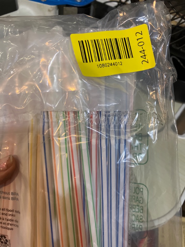 Photo 1 of 100 PCS Flexible Bendy Plastic Straws, 12.8" Extra Long Colorful Disposable Straws for Party Decorations, Fits 60 oz Tumblers & Large Cups