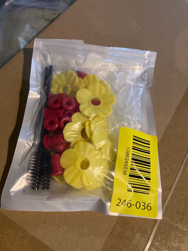 Photo 1 of 16 Pieces Hummingbird Feeders Replacement Flowers Yellow Pet Replacement Bird Feeder Replacement Parts with 2 PCS Brush Feeding Ports Bee Guards for Hummingbird Feeders for Outdoors Hanging Feeder