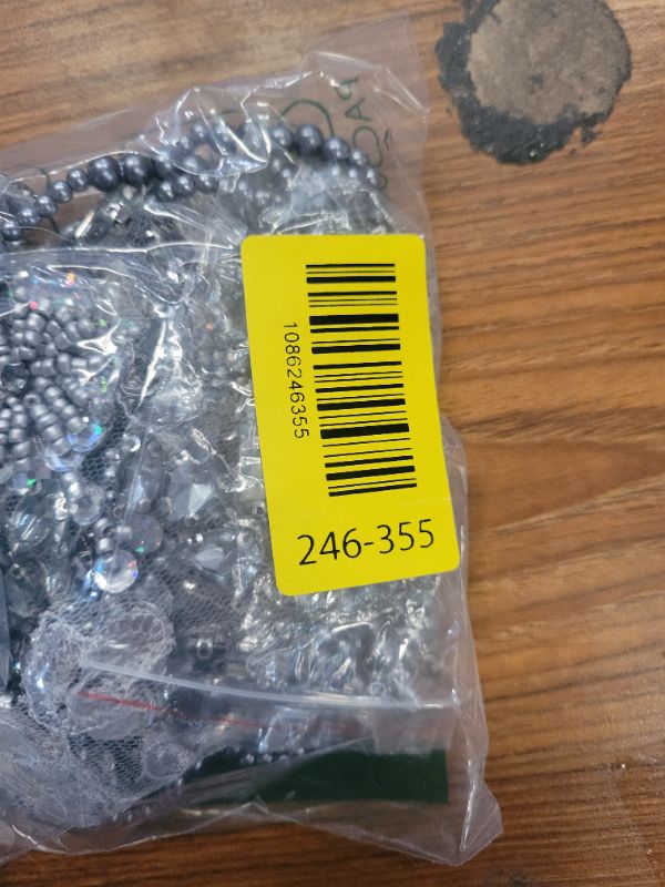 Photo 1 of 1 Pair Beaded Rhinestones Applique Embellishment for Clothes Epaulettes Shoulder Patches Sew-on Diamond Sequin Tassels Applique for Wedding Dress DIY Accessories 9.8X10.2inches (Gray)