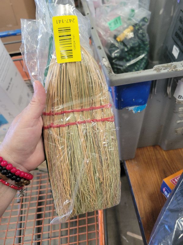 Photo 1 of 12 Inch Corn Handmade Broom Mini Whisk Made of Natural Corn Broom Straw with a Solid Metal Hang Design for Outdoor Car Porch Debris Dust Dirt Driveways Sidewalks Halloween