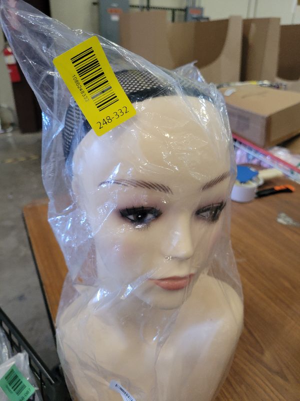 Photo 1 of 17-inch Female Mannequin Head Form with Eyelashes and Lips Display Stand for Wigs, Hats, Jewelry