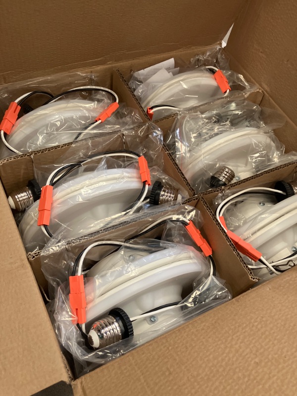 Photo 1 of 12 Pack 5/6 Inch LED Can Lights with Night Light, Metal 5CCT Retrofit Recessed Lighting Selectable 2700K-6000K Dimmable, 12W=75W, 1200LM Downlight with Metal Smooth Trim - ETL and Energy Star