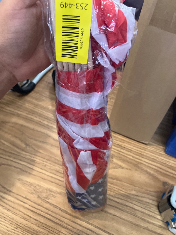 Photo 1 of 12 Packs 12x18 Inch American Flags with Stick, USA Handheld Flags 12?x18? on Wooden Stick with Kid-safe Spear Top for Outside Memorial Day, Grave Markers, 4th of July Decorations, Veterans Parades