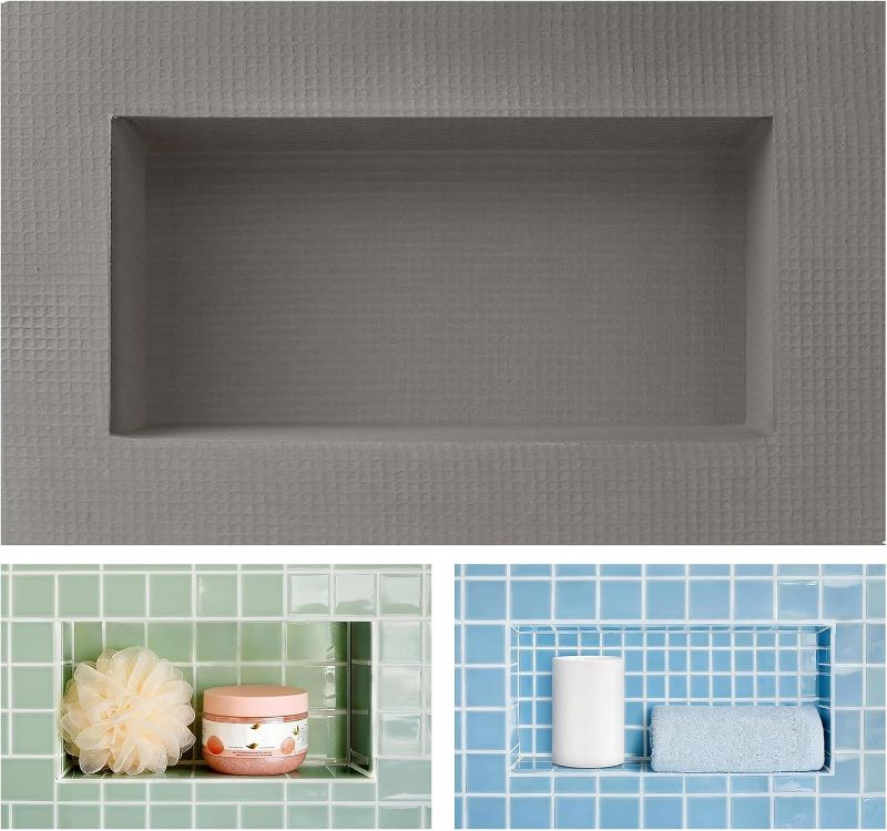 Photo 1 of  Shower Niche Insert Tile Ready 12"x6",Niche for Shower Wall,Waterproof Ready-to-Tile Niches Recessed Box Shelf for Showers Wall Bathroom Renovation/Soap Storage,Outer Size 16"x10",Depth 4” 