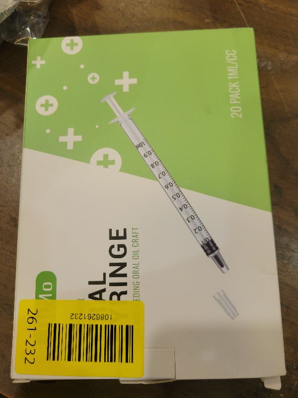 Photo 1 of 20 Pack 1ml Syringe with Cap for Liquid, 1cc Plastic Small Syringes with Cover, Non-Sterile, No Needle