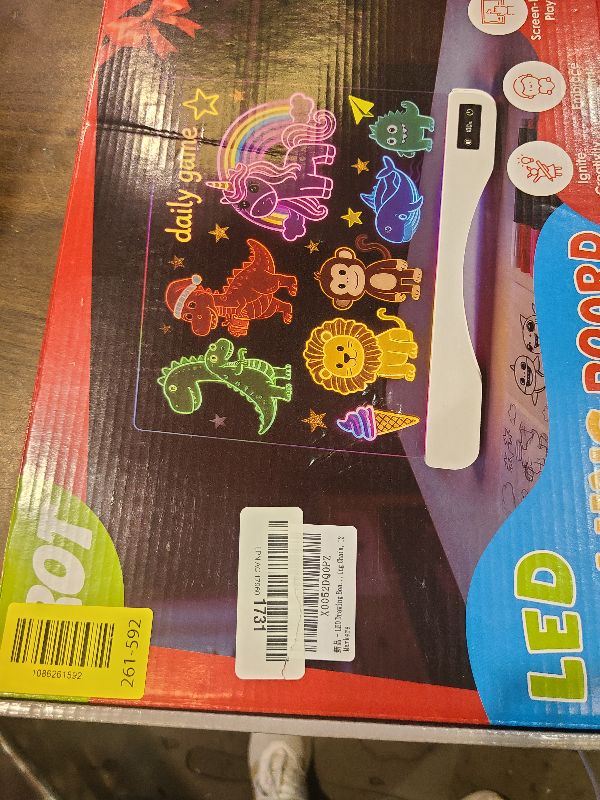 Photo 1 of 17 Inch Rechargeable LED Drawing Board for Kids, Upgraded 15 Colors Light Up Doodle Pad, Anti-Scratch PVC, Flicker-Free Eye Care, Includes Tracing Cards & 12 Markers, Gift for Girls Kids