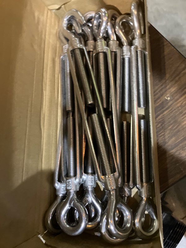 Photo 1 of 1/2" Turnbuckle Lsqurel 10PCS 304 Stainless Steel Turnbuckle Hook and Eye Heavy Duty M12 Tensioner Adjustable Shade Sail Hardware for Tightening up Metal Cable Wire