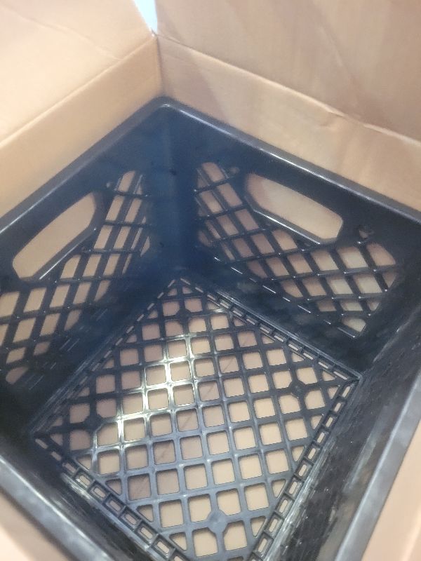 View 2 of 16QT Heavy-Duty Plastic Milk Crate Black with Built-in Handles