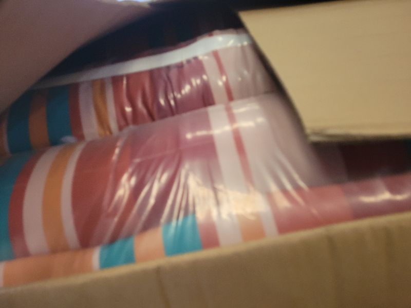 Photo 1 of Pack High Back Outdoor Chair Cushions Bulk Waterproof Indoor Outdoor Chair Cushion Seat and Back Rocking Chair Cushion Thickened Patio Chair Pad for Indoor and Outdoor (Colorful Strip)