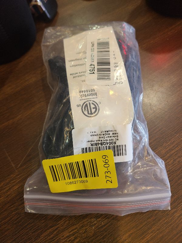 Photo 1 of 16/3 10 FT Outdoor Extension Cord Waterproof, Weatherproof & Flame Retardant Black 3 Prong Power Cord Outside for Lawn & Garden, 13 Amps 1625 Watts 125 VAC 16AWG SJTW, ETL Listed