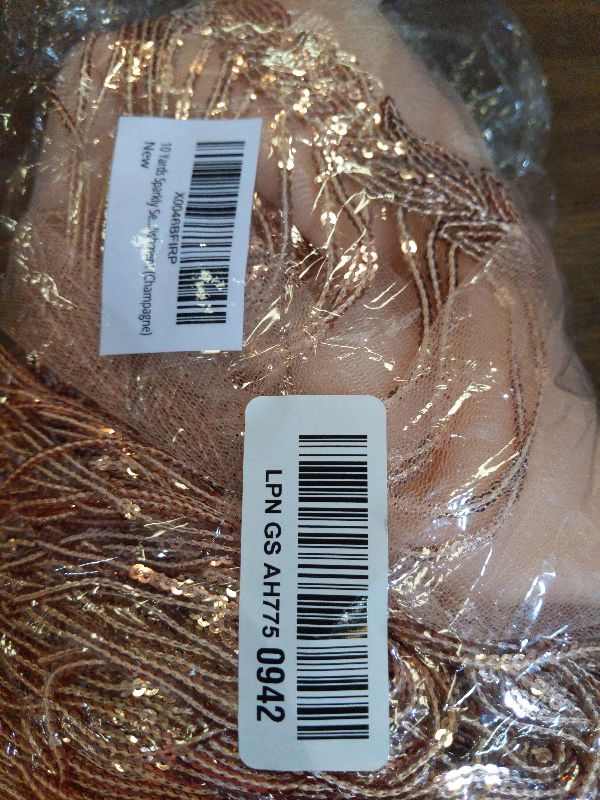 Photo 1 of 10 Yards Sparkly Sequined Tassel Ribbon Sequins Fringe Trim Spangle Paillette Lace Fabric for Upholstery Sewing Curtain Pillow Home Decor Party Dress Stage Costume Embellishment (Champagne)