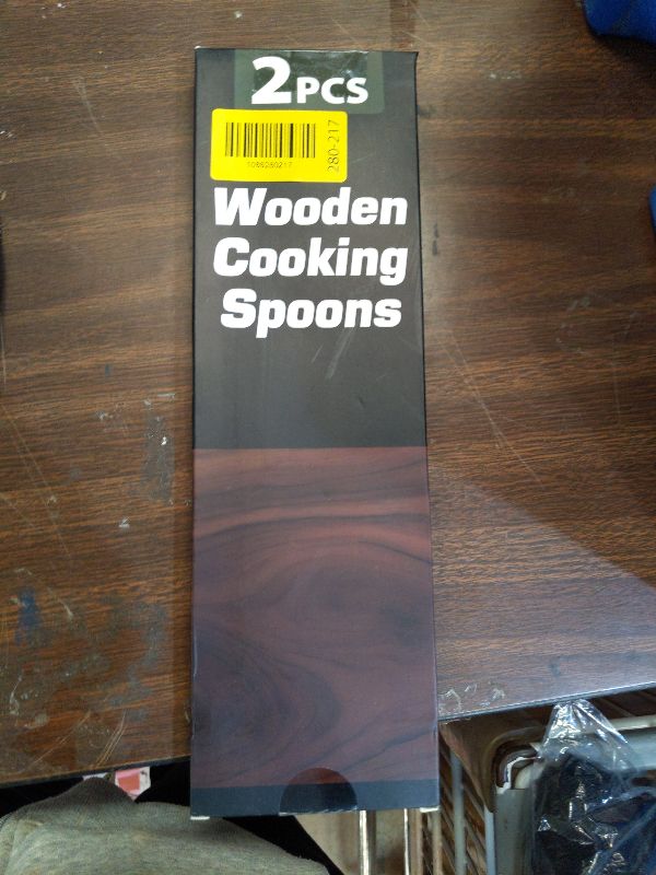 Photo 1 of 2PCS Wooden Spoons for Cooking, Natural Acacia Wood Cooking Spoons, Large Serving Spoons for Nonstick Cookware, Heat Resistant Durable Wooden Kitchen Utensils for Mixing Salad, Serving and Stirring