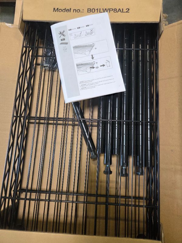 Photo 1 of ***SMALLER TO STOCK IMAGE*** Amazon Basics 3-Shelf Adjustable Heavy Duty Steel Wire Rack Storage Shelving Organizer with Storage Space, Versatility and Ease of Use for Kitchen, Garage, 23.2" L x 13.4" W x 30" H, Black