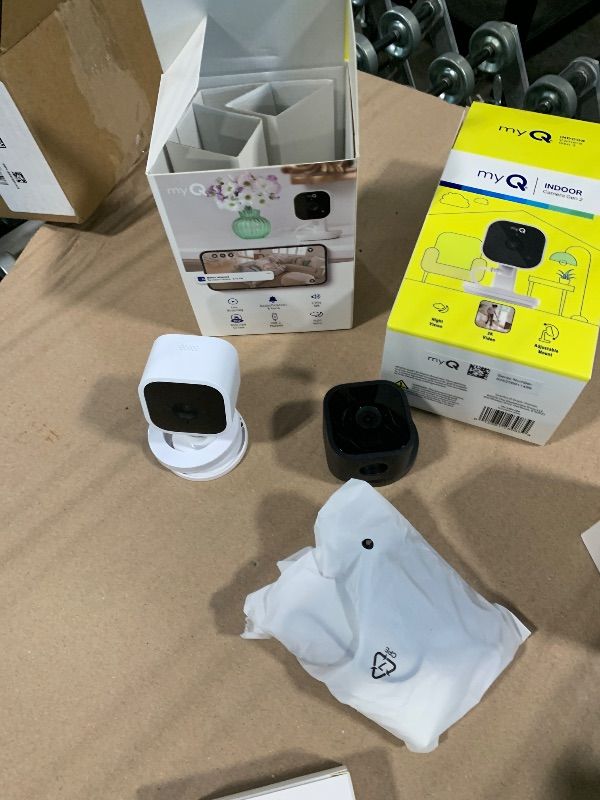 Photo 1 of *See Clerk Notes* myQ Indoor Plug-in Security Camera Gen 2 – 2K Smart Wi-Fi Camera with Night Vision, Baby and Pet Monitor, Motion Detection and Alerts, 2-Way Audio & App Control, 2 Pack
