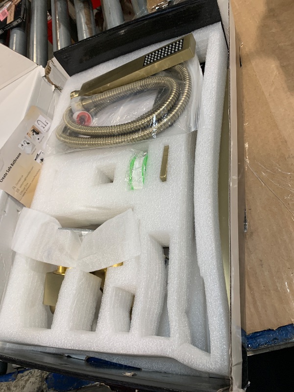 Photo 1 of ***DAMAGED AND MISSING PARTS*** Fransiton Shower Faucet set with Shower head 10 Inches Rainfall Shower Head and Handle Set Single Handle Wall Mounted Shower System Set with Female Threads Valve Body(10", Brushed Gold)