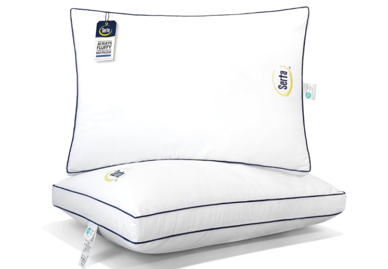 Photo 1 of ***SIMILAR IMAGEN ONLY HAVE ONE*** Serta Hotel Collection Bed Pillows Queen/Standard Size Set of 2, 18"x26"
400 Thread Count 100% Cotton Cover, Medium Soft, Support Gusseted Down Alternative Pillow for Back, Stomach or Side Sleepers