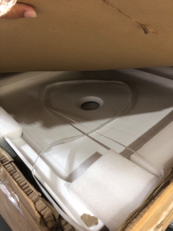 Photo 1 of ** has chips on corners see pics ** Fine Fixtures 32" x 32" Double Threshold Acrylic Shower Base with Non-Slip Textured Surface - Durable White Shower Floor Pan for Safe, Reliable Bathroom Use