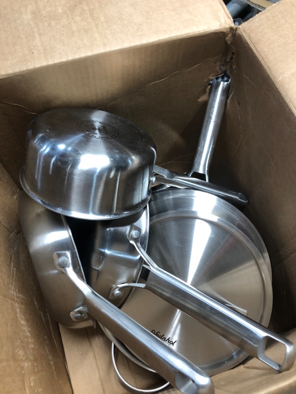 View 2 of ** HEAVILY USED**
Stainless Steel Cookware Set, 8 Pcs Tir-Ply Pots and Pans Set, PFOA&PTFE Free, Dishwasher&Oven Safe, Kitchen Induction Compatible, ollas de acero inoxidable para cocinar