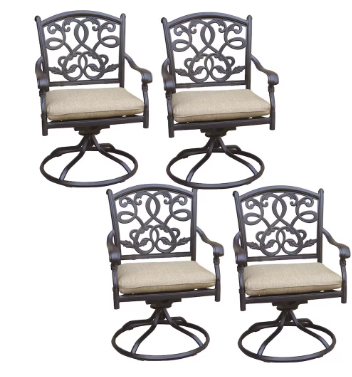Photo 1 of ***FACTORY SEALED*** ***STOCK PHOTO FOR REFERENCE ONLY*** Santa Monica Cast Aluminum 4 Pc Set Swivel Rocker Dining Chair Set in Antique Bronze/Sesame by Darlee