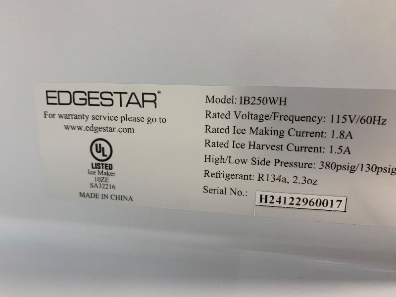 Photo 1 of ***For Parts Only*** EdgeStar IB250WH 15 Inch Wide 20 Lb. Built-in Ice Maker with 25 Lbs. Daily Ice Production - No Drain Required