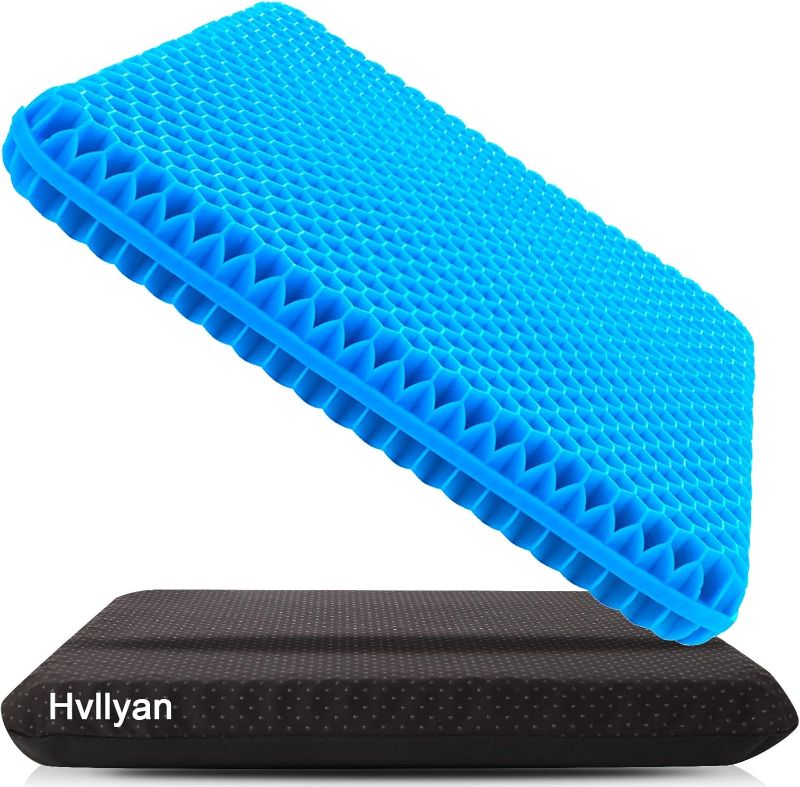 View 1 of ***STOCK PHOTO FOR REFERENCE ONLY***Hvllyan Gel Seat Cushion for Long Sitting (Thick & Extra Large), Gel Cushion for Wheelchair Soft, Chair Cushion, Car Seat Cushion Breathable, for Office Chair for Hip Pain