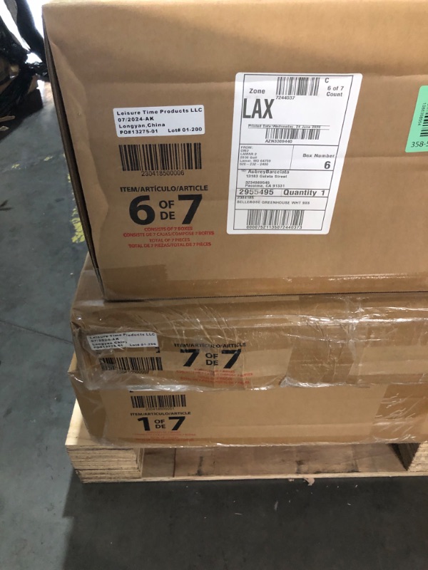 Photo 1 of ***TRUCK/TRAILER PICKUP ONLY***FACTORY SEALED - OPENED FOR INSPECTION***Backyard Discovery Bellerose 9' x 6' White Cedar Wood and Polycarbonate Walk-in Greenhouse Kit with Pergola, Exhaust Fan, Window, Hose Hook-Ups, PowerPort, Staging Shelves for Outdoor
