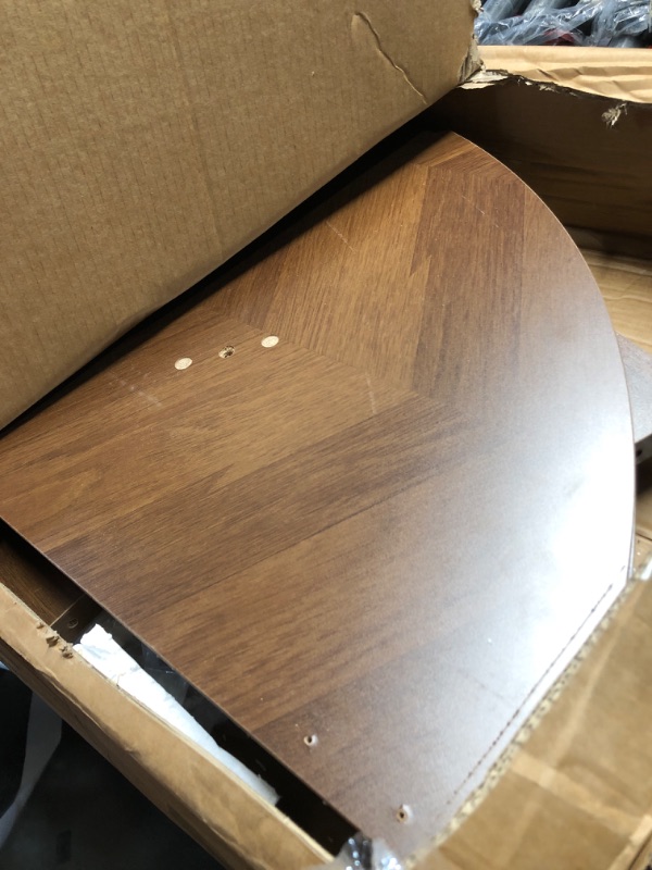 Photo 1 of ***DAMAGED - SEE NOTES/PICTURES***LITTLE TREE 39-Inch Round Dining Table for 4, Rustic Kitchen Table with X-Shaped Stable Pedestal, Farmhouse Dinner Table for Dining Room, Living Room, Dark Brown