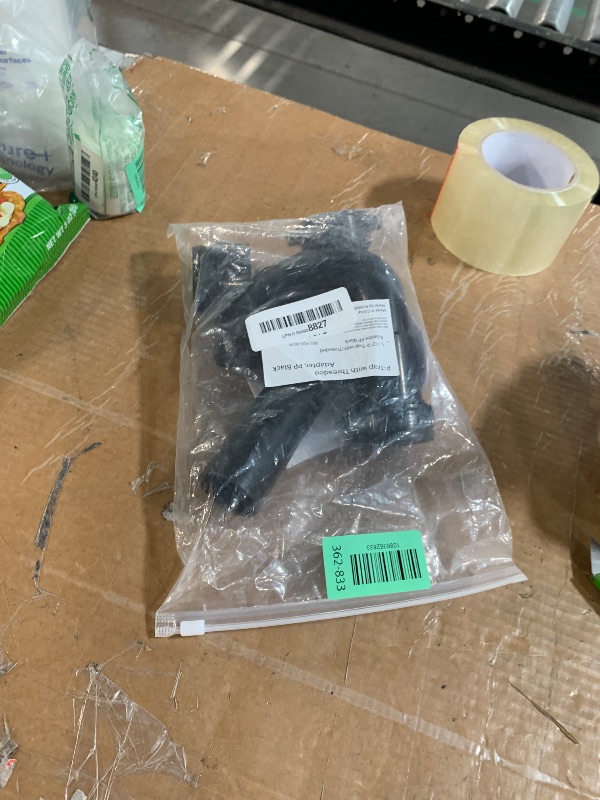 Photo 1 of (1 Pack) Yariwiz Black P Trap 1 1/2 Inch for Bathroom Kitchen Sink Drain Pipe Tubular Kit with Black Threaded Adapter and Blue TPE Washer KSD-001B