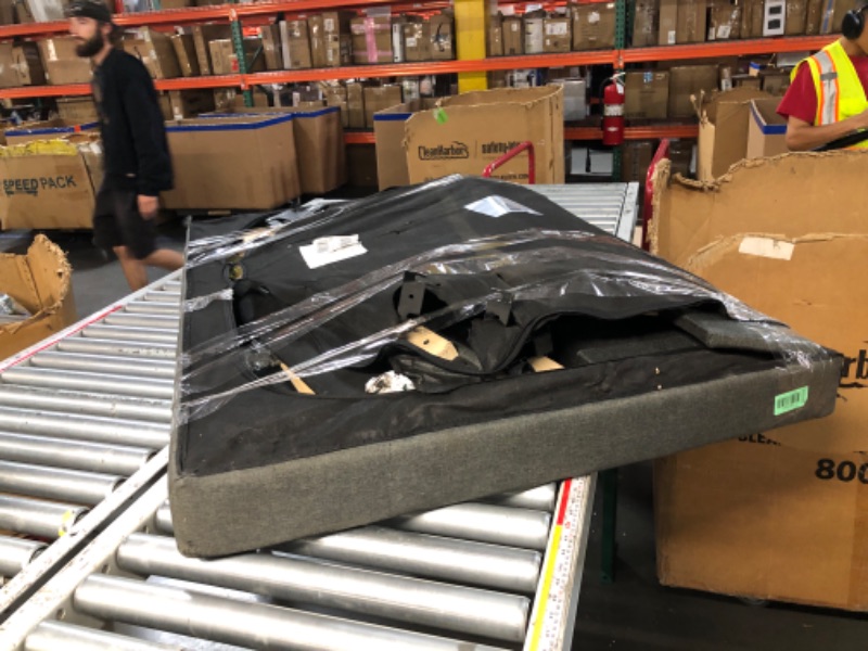 Photo 1 of ***DAMAGED - SEE NOTES/PICTURES*** Zinus Kellen Upholstered Scalloped Platform Bed Frame, Mattress Foundation, Wood Slat Support, No Box Spring Needed, Easy Assembly, Queen