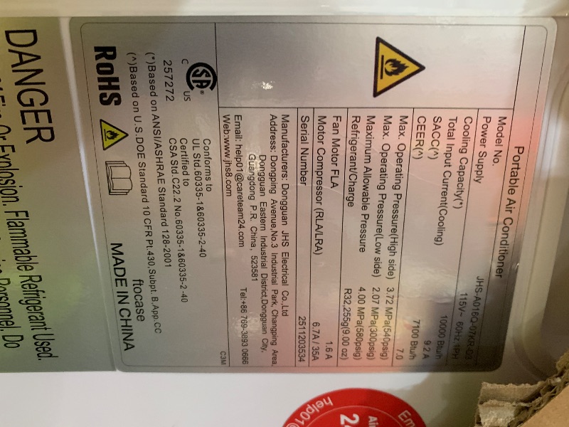 Photo 1 of ***MISSING PARTS***
Portable Air Conditioners, 10,000 BTU Portable AC Unit for Room up to 450 Sq. Ft, 3 in 1 Small AC Unit with 24H Timer Smart Sleep Mode, Smart Stand up Air Conditioner for Bedroom Kitchen Garage