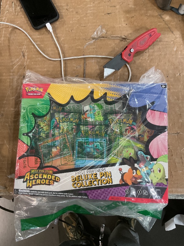 Photo 1 of ****OPENED FOR INSPECTION**** Pokémon TCG: Mega Evolution—Ascended Heroes First Partners Deluxe Pin Collection (3 Foil Promo Cards, 1 Deluxe Pin & 5 Booster Packs