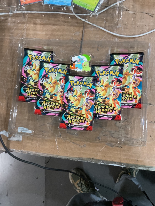 Photo 1 of ****OPENED FOR INSPECTION**** Pokémon TCG: Mega Evolution—Ascended Heroes First Partners Deluxe Pin Collection (3 Foil Promo Cards, 1 Deluxe Pin & 5 Booster Packs