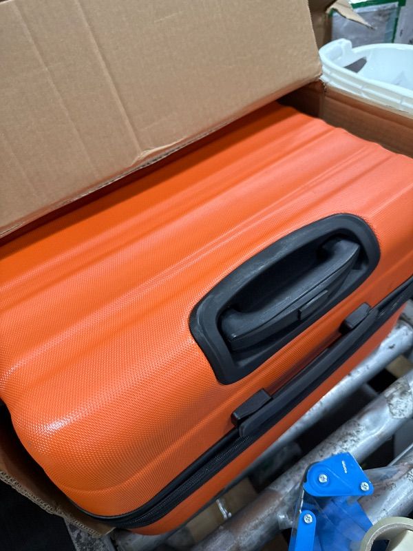 Photo 1 of **MISSING A WHEEL**Amazon Basics 30" Hardside Large Checked Luggage, Expandable For Up to 15% More Space, Hardshell Suitcase With Wheels, Scratch-Resistant Surface, Four Multi-directional Wheels, Orange