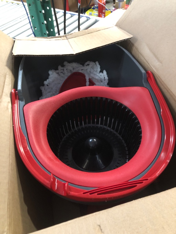 Photo 1 of ***MISSING STICK***
O-Cedar EasyWring Microfiber Spin Mop & Bucket Floor Cleaning System + 2 Extra Refills, Red/Gray