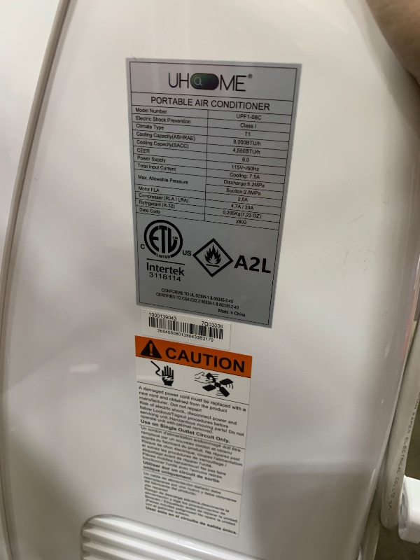 Photo 1 of **Part Only*** Uhome Portable Air Conditioner, 8000 BTU Compact AC Unit with Cooling, Dehumidifier, Fan, Remote Control and Window Mount Kit Included, White