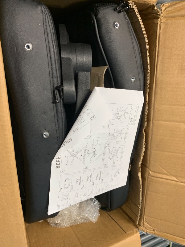 Photo 1 of ***Missing hardware*** Nexthro Executive Office Chair PU,Leather Office Chair with Wheels,360° Swivel Rolling Chair with Padded Arms,Ergonomic Computer Chair with Lumbar Support for Short People Use(Black)