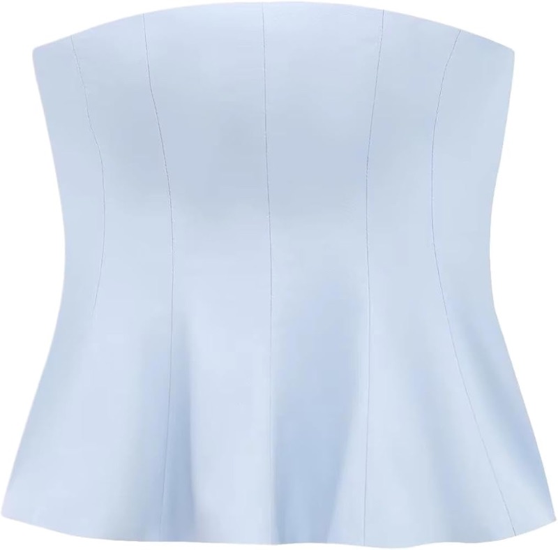 Photo 1 of ***STOCK IMAGE FOR REFERENCE***Women Strapless Tops Casual Slim Fit Side Zipper Short Solid Summer Shirts S