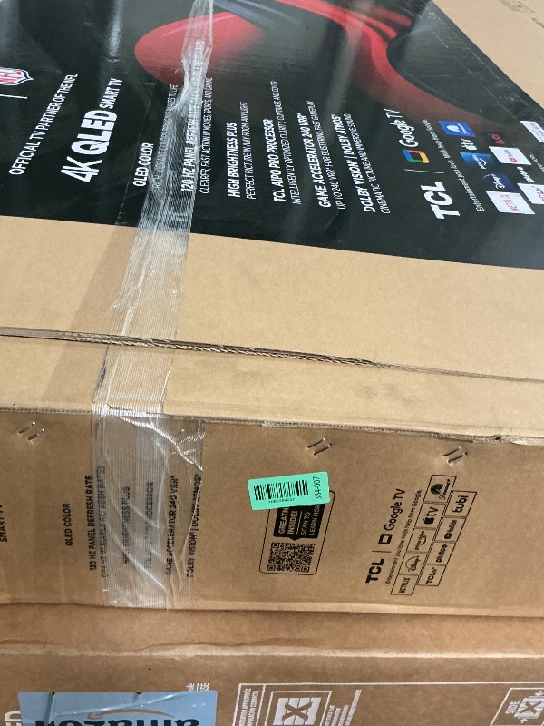 Photo 1 of ***MAJOR DAMAGE***PARTS ONLY***TCL 98-Inch Q65 QLED 4K UHD Smart TV with Google TV (98Q651G, 2024 Model) Dolby Vision, Dolby Atmos, HDR Pro+, Game Accelerator Enhanced Gaming, Voice Remote, Works with Alexa, Streaming Television