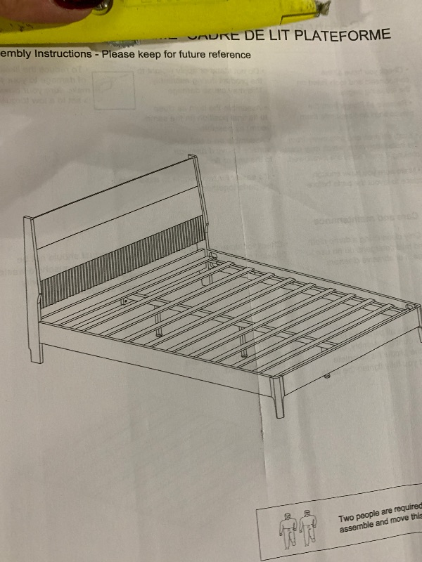 Photo 1 of ****STOCK PHOTO FOR REFERENCE ONLY** Boucle Bed Frame with Headboard and LED Lights, Upholstered Platform Bed Frame with Charging Station and 2-Tier Storage Shelves, No Box Spring Needed, Easy Assembly, White