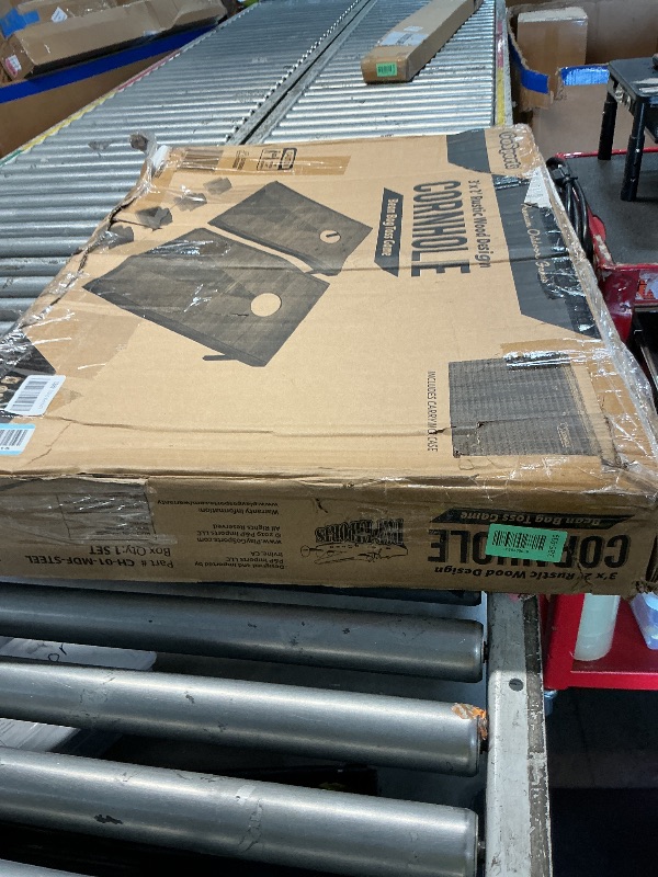 Photo 1 of ** PARTS ONLY DAMAGE TO ONE OF THE BOARDS**
GoSports 3 x 2 ft Rustic Design Cornhole Game Set - Includes Two 3 x 2 ft Boards, 8 Bean Bags, and Carry Case