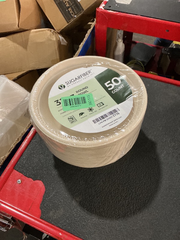 Photo 1 of [50 COUNT]Harvest Pack PFAS FREE 32oz Paper Compostable Bowls Only, Round Heavy-Duty Eco-Friendly Disposable Bagasse Large Soup Bowls, sugarcane made for Meal Prep Takeout Dinnerware, Microwave Safe