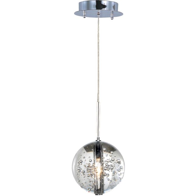 Photo 1 of 1-Light Matte Black Globe Integrated LED Pendant