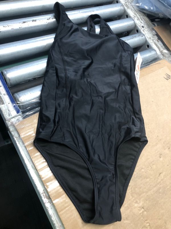 Photo 1 of ***STOCK PHOTO FOR REFERENCE ONLY***Girl's Swimsuit One Piece Closed Racerback BLACK SIZE 14 YOUTH